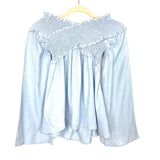 No Brand Baby Blue Smocked Off the Shoulder Bell Sleeve Blouse- Size S