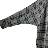 BDG Grey/Navy Plaid Oversized Button Up High/Low Top- Size S