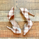 Jessica Simpson Camel/Cream Plaid Prizma D'Orsay Pumps- Size 7