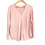 Vestique Light Pink Ribbed Button Up Blouse- Size S