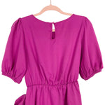 Shein Hot Pink Puff Sleeve Faux Wrap Dress- Size 4