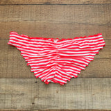 No Brand Pink/White Striped Ruched Back Swim Bottoms- Size ~M (See Notes- We Have Matching Top!)