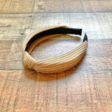 No Brand Tan Ribbed Knit Knot Headband