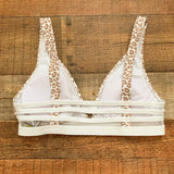 Gianni Bini White/Tan Animal Print Swim Top- Size M