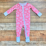 Little Sleepies Pink Lips Print Zipper Sleeper- Size 3-6M