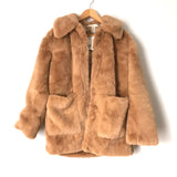 H&M Tan Faux Fur Oversized Button Down Jacket NWT- Size XS