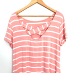 Yelete Pink Stripe Jersey Cotton Shirt Dress with Criss Cross Back- Size S