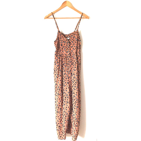 Mustard Seed Animal Print Button Up Jumpsuit- Size S