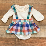 Cat & Jack Plaid Dress with Cream Onesie- Size 0-3M