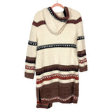 Petal + Pup Cream/Brown/Black/Red Striped Hooded Sweater Cardigan NWT- Size S (sold out online)