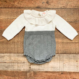 Baby Cat & Jack White/Grey Sweater Romper- Size 3-6M