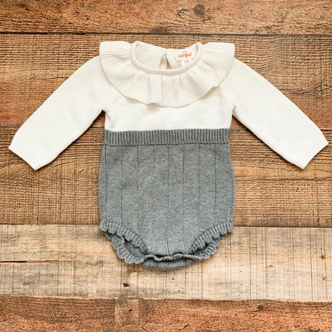 Baby Cat & Jack White/Grey Sweater Romper- Size 3-6M