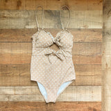 Caitlin M. Covington x Pink Lily Taupe Polka Dot Cutout Underwire One Piece- Size M