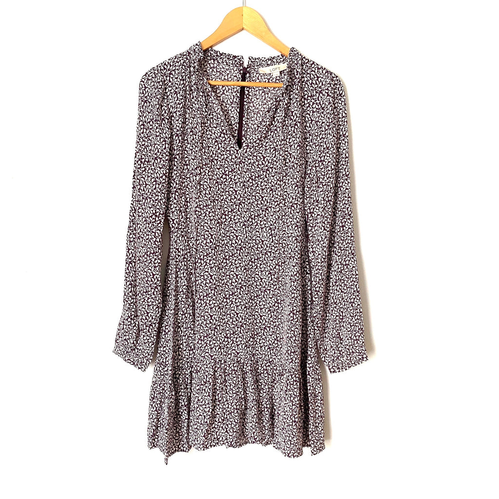 LOFT Leaf Print Long Sleeve Dress NWT- Size 0 The Saved Collection LOFT Leaf Print Long Sleeve Dress NWT- Size 0 The Saved Collection