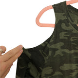Sanctuary Camo Cold Shoulder Top- Size S