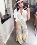 Forever 21 Contemporary Yellow/Pink/White Printed Pants NWT- Size S (Inseam 30")