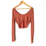 Free People Beach Mauve Long Sleeve Crop Top- Size L