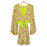 Show Me Your Mumu Lime Green Floral Cutout Mini Dress- Size XXL