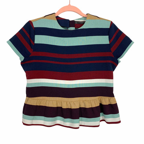 Zara Trafaluc Collection Muliti Stripe Peplum Top- Size USA M