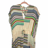Lovestitch Colorful V-Neck Striped Adjustable Waist Dress- Size S