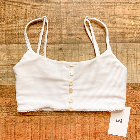 LPA White Ribbed Bikini Top NWT- Size S (sold out online, we have matching bottoms)