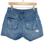 Nature Denim Button Up Distressed Jean Shorts- Size M