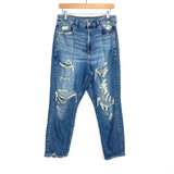 American Eagle Stretch Distressed Curvy Mom Jeans- Size 12 Short  (Inseam 25”)