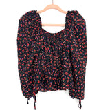 Topshop Black Floral Print Top NWT- Size 10