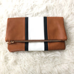 Sole Society Camel, White and Black Clutch