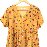 Roolee Mustard Floral Button Up Dress- Size M