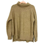 Lelis Tan Turtleneck Side Slit Sweater- Size L