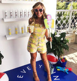 ASOS Bright Yellow Pop Jaquard Bow Front Romper- Size 4