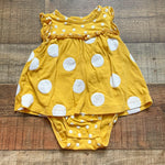 Carters Yellow and White Polka Dot Bodysuit Dress- Size 9M