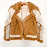 Madelyn Cream Faux Suede and Fur Cropped Jacket- Size S