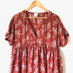 By Together V Neck Orange/Brick Printed Dress- Size S