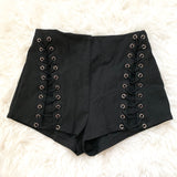 By The Way Black Lace-Up Stretch Shorts With Back Zipper- Size XS