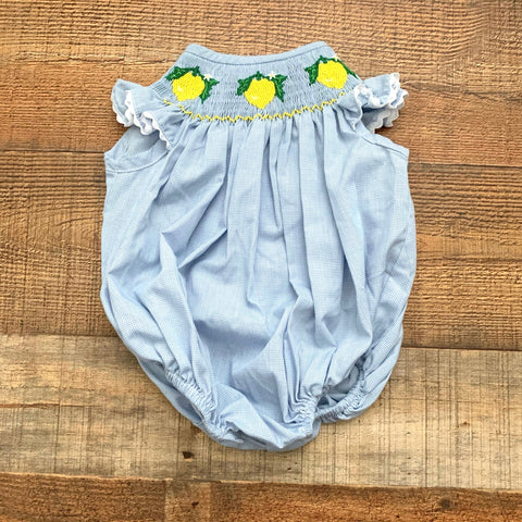 Dogwood Smocking Company Gingham Lemon Bubble Romper- Size 3M