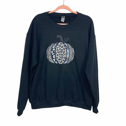 Gildan Black Animal Print Pumpkin Sweatshirt- Size L (we have matching onesie)