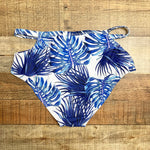 PatPat White Ruffle Off the Shoulder Padded Top and Blue Palm Print Bottom Bikini Set- Size M (sold as set, sold out online)