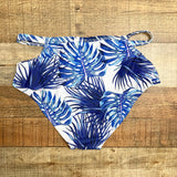 PatPat White Ruffle Off the Shoulder Padded Top and Blue Palm Print Bottom Bikini Set- Size M (sold as set, sold out online)