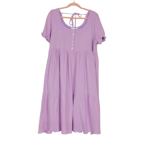 Pink Desert Lavender Lola Babydoll Midi Dress with Upper Back Tie- Size ~XL (see notes)