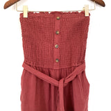 Abercrombie & Fitch Burgundy Smocked Strapless Jumpsuit- Size XS