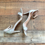 Kelly & Katie Nude/Metallic Ankle Strap Open Toe Heels- Size 9.5