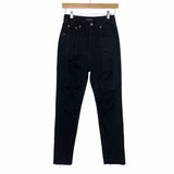 Nasty Gal Black School Day High Waisted Distressed Jeans NWT- Size UK 6 (Inseam 26")
