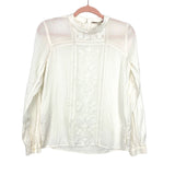Loft White Center Floral Print Blouse- Size XS