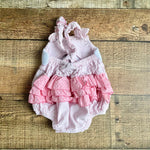 Classic Whimsy Pink Smocked Crab Ruffle Romper- Size 3M