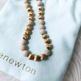 enewton Gold and White Stretch Bracelet with Bag