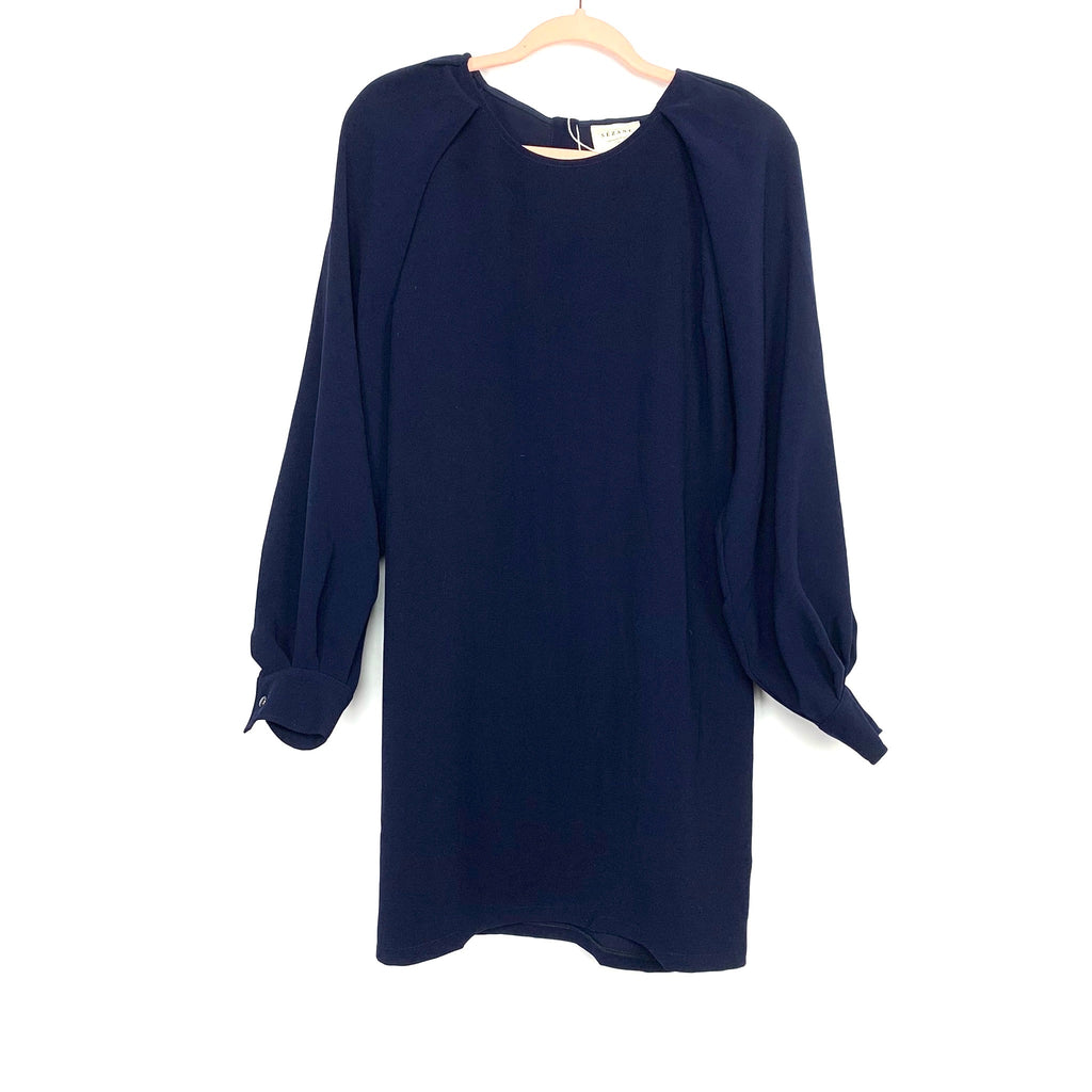 Sezane Navy Blue Dress With Back Buttons & Bubble Sleeves- Size 42 The Saved Collection Sezane Navy Blue Dress With Back Buttons & Bubble Sleeves- Size 42 The Saved Collection