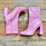 Heart in D Pink Faux Leather Booties- Size 7 (see notes)