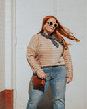 Anthropologie Brown and White Front Seam Sweater- Size XL (sold out online)